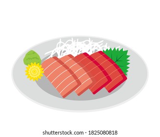 Vector illustration of tuna sashimi . raw fish