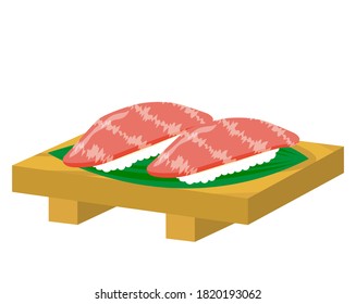 Vector illustration of tuna sushi. 