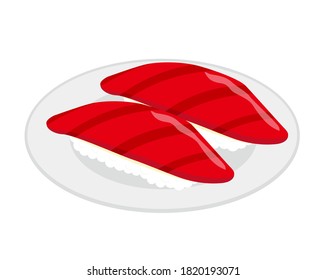 Vector illustration of tuna sushi. 