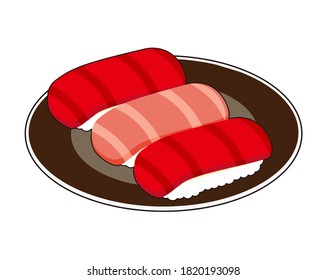 Vector illustration of tuna sushi. 