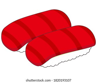 Ilustración vectorial del sushi de atún. 