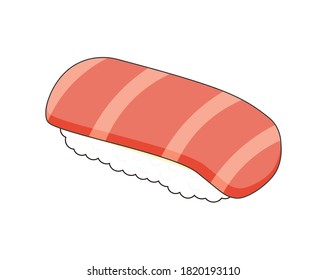 Vector illustration of tuna sushi. 