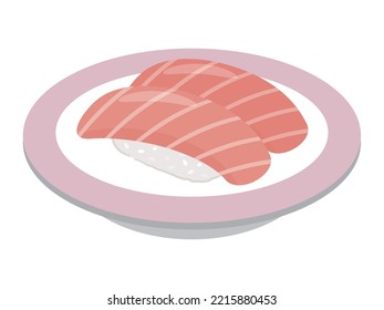 Vector illustration of tuna sushi