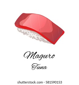 Vector illustration. Tuna sushi. Isolated on white background