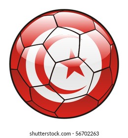 vector illustration of Tunisia flag on soccer ball