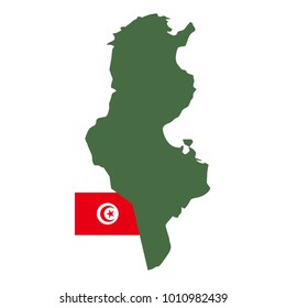 vector illustration of Tunisia map and flag