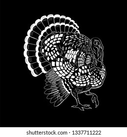 Vector illustration of a turkey in chalk style