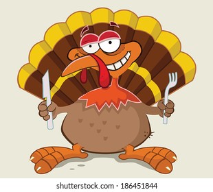 Vector Illustration of a Turkey Character