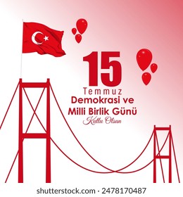 Vector illustration of Turkey Democracy and National Unity Day social media feed template