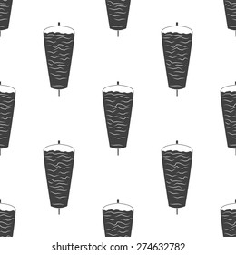 Vector illustration of turkey doner kebab icon on white background. Seamless pattern.