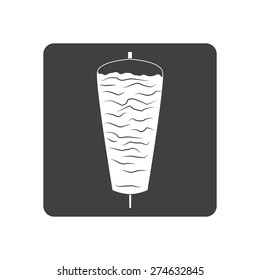 Vector illustration of turkey doner kebab icon on white background. Button.