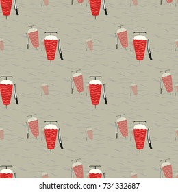 Vector illustration of turkey doner kebab icon on gray background. Doner Seamless pattern.