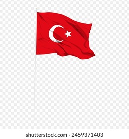 Vector illustration of Turkey flag on transparent background