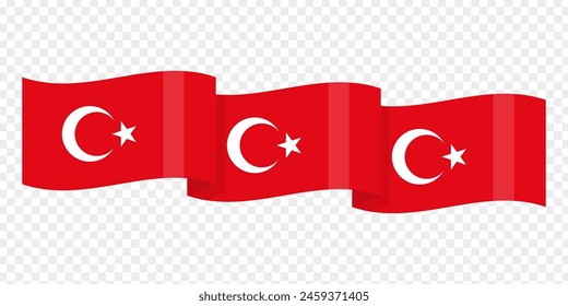 Vector illustration of Turkey flag on transparent background