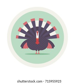 Vector illustration with turkey in flat design.