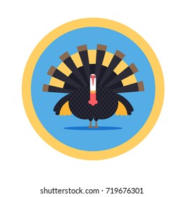 Vector illustration with turkey in flat design.