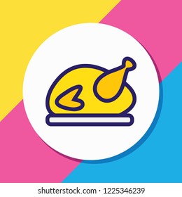 Vector illustration of turkey icon colored line. Beautiful celebrate element also can be used as chicken icon element.