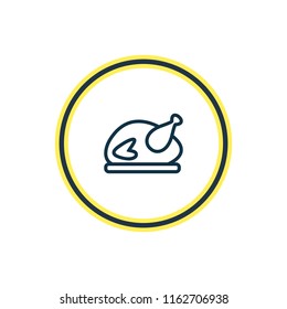 Vector illustration of turkey icon line. Beautiful celebration element also can be used as chicken icon element.