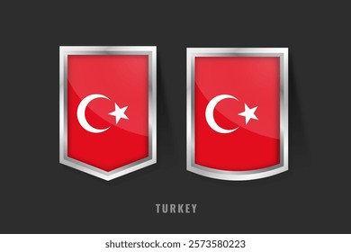 Vector Illustration of TURKEY Label Logo. TURKEY Badge Sign TURKEY With Flag, Turkish Product Label Banners Template.