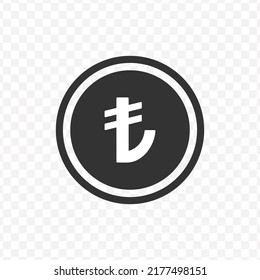 Vector illustration of Turkey Lira  currency icon in dark color and transparent background(png).