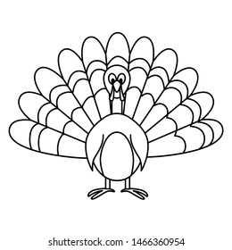 Vector illustration of turkey in outline style. Happy thanksgiving vector concept.
