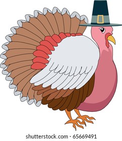 Vector illustration of a Turkey Pilgrim with hat.