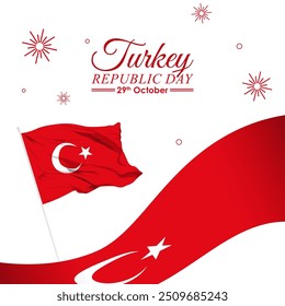 Ilustração vetorial do modelo de feed de mídia social do Dia da República da Turquia
