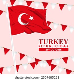 Ilustración vectorial del Día de la República de Turquía Plantilla de medios sociales