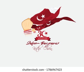 ILUSTRACIÓN DE VECTORES PARA EL DÍA DE LA VICTORIA DE TURQUÍA -30 DE AGOSTO, TEXTO ESCRITO SIGNIFICA LA CELEBRACIÓN DEL 30 DE AGOSTO DEL DÍA DE LA VICTORIA, DÍA NACIONAL DE TURQUÍA