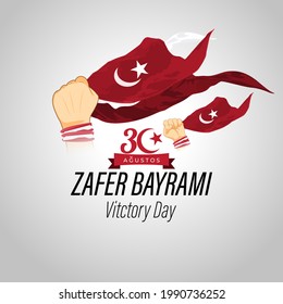 ILUSTRACIÓN DE VECTORES PARA EL DÍA DE LA VICTORIA DE TURQUÍA -30 DE AGOSTO, TEXTO ESCRITO SIGNIFICA LA CELEBRACIÓN DEL 30 DE AGOSTO DEL DÍA DE LA VICTORIA, DÍA NACIONAL DE TURQUÍA