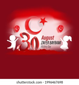 VECTOR ILLUSTRATION FOR TURKEY VICTORY DAY -30 AUGUST, WRITTEN TEXT MEANS 30 AUGUST CELEBRATION OF VICTORY DAY, TURKEY NATIONAL DAY
