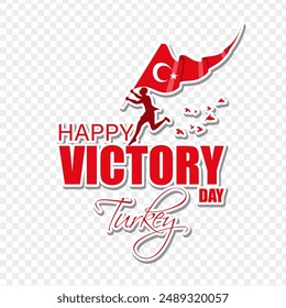Vector illustration of Turkey Victory Day sticker label on transparent background