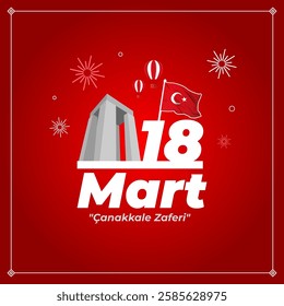 Vector illustration of Turkey Çanakkale Victory and Martyrs' Day social media template