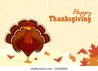 Vector Illustration Of Turkey Wishing Thanskgiving