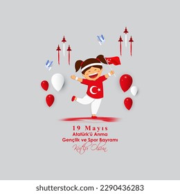 Vector illustration of Turkey Youth and Sports Day social media story feed mockup template post written Turkish text means happy Youth and sport day