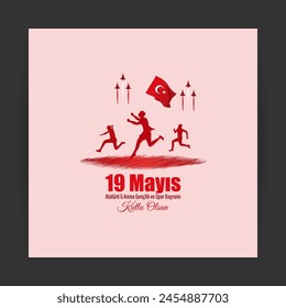 Vector illustration of Turkey Youth and Sports Day social media feed template