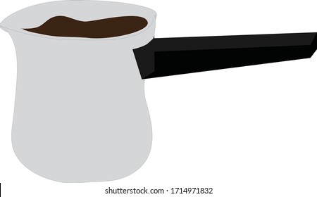 Vector Illustration of Turkish Coffee, Coffee Pot for Turkish Coffee