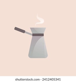 Vector illustration of Turkish coffee pot, coffee lovers, teapot, retro metal utensils for coffee, kitchen utensils for coffee.