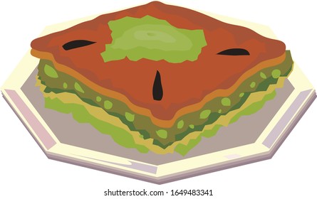 Vector Illustration of Turkish Delight Dessert Food