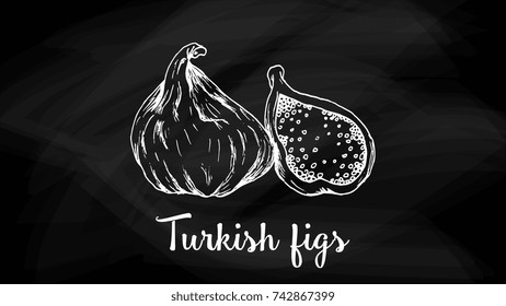 Vector Illustration of Turkish Figs Chalkboard Sketch Style