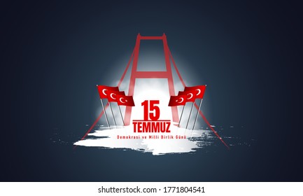 Ilustración vectorial del fondo del feriado turco. Traducir : 15 de julio, Día de la Democracia y la Unidad Nacional.