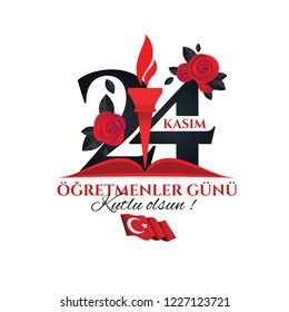 vector illustration. Turkish holiday, November 24 with a teacher's day. translation from Turkish: November 24 with a teacher's day on holiday. 