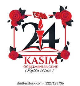 vector illustration. Turkish holiday, November 24 with a teacher's day. translation from Turkish: November 24 with a teacher's day on holiday. 