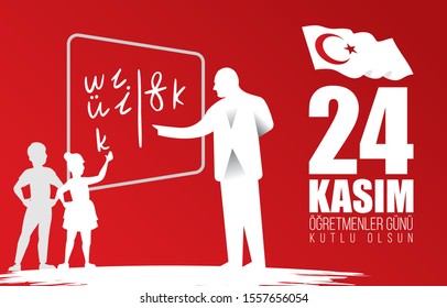 vector illustration. Turkish holiday, November 24 with a teacher's day. translation from Turkish: November 24 with a teacher's day on holiday. 