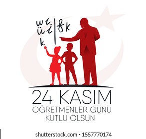 vector illustration. Turkish holiday, November 24 with a teacher's day. translation from Turkish: November 24 with a teacher's day on holiday. 