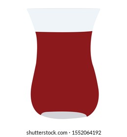 Vector illustration of a turkish tea glass on white