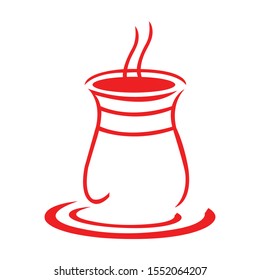 Vector illustration of a turkish tea glass on white