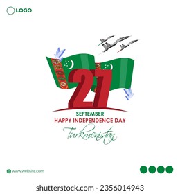 Vector illustration of Turkmenistan Independence Day social media feed template