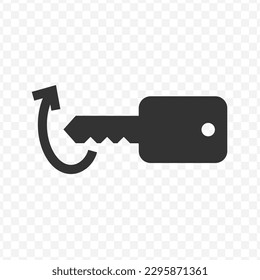Vector illustration of turn the key to the right icon in dark color and transparent background(png).