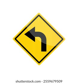 Vector illustration of a turn left traffic road sign on a white background